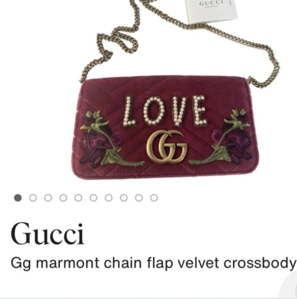 Authentic Gucci Marmont Love velvet clutch